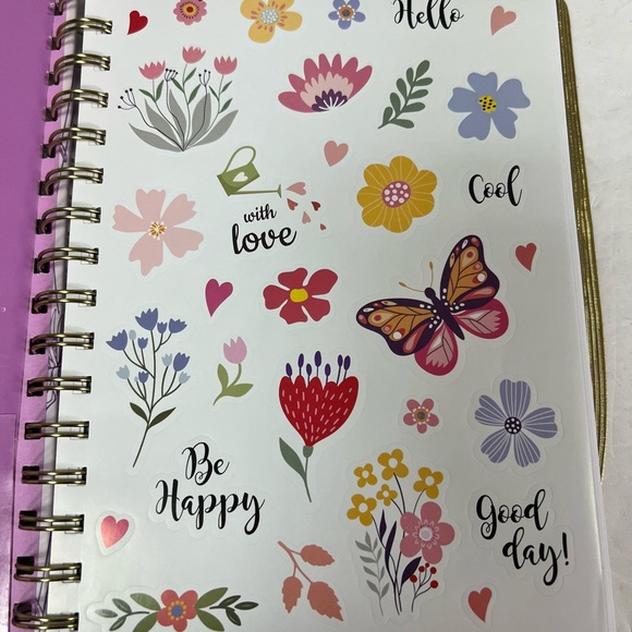 Floral Notebook with Pen - Purple and Gold - Picture 2 of 3